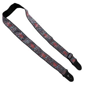Floral Patterned Guitar Strap‎ - Black and Red